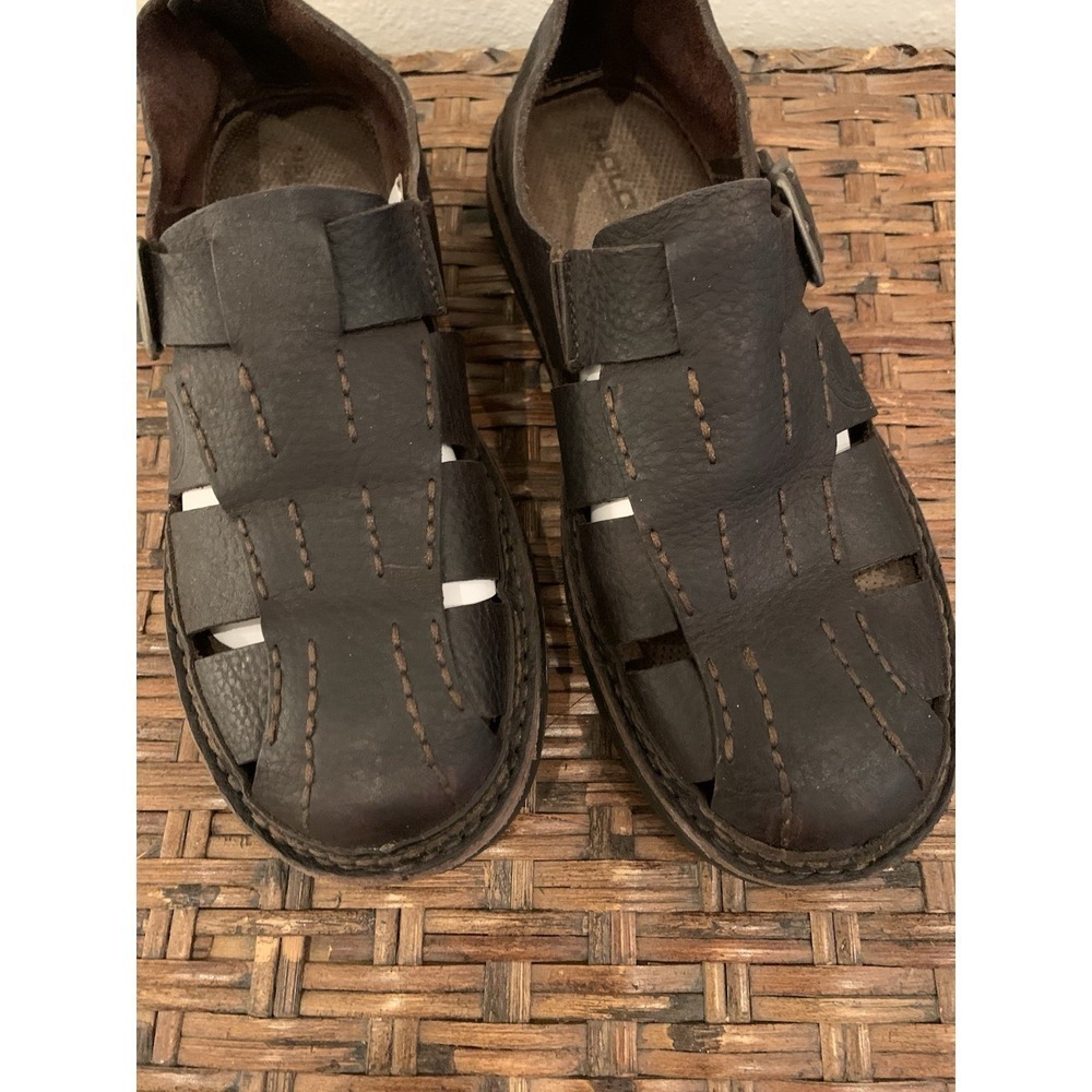Vintage Polo Ralph Lauren Cognac Brown Leather Fisherman Sandals Size 7D